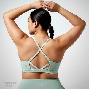 Athleta‎ Elation Bra Sz 3X D-DD Opal Green Gray Powervita Adjustable $49 MSRP